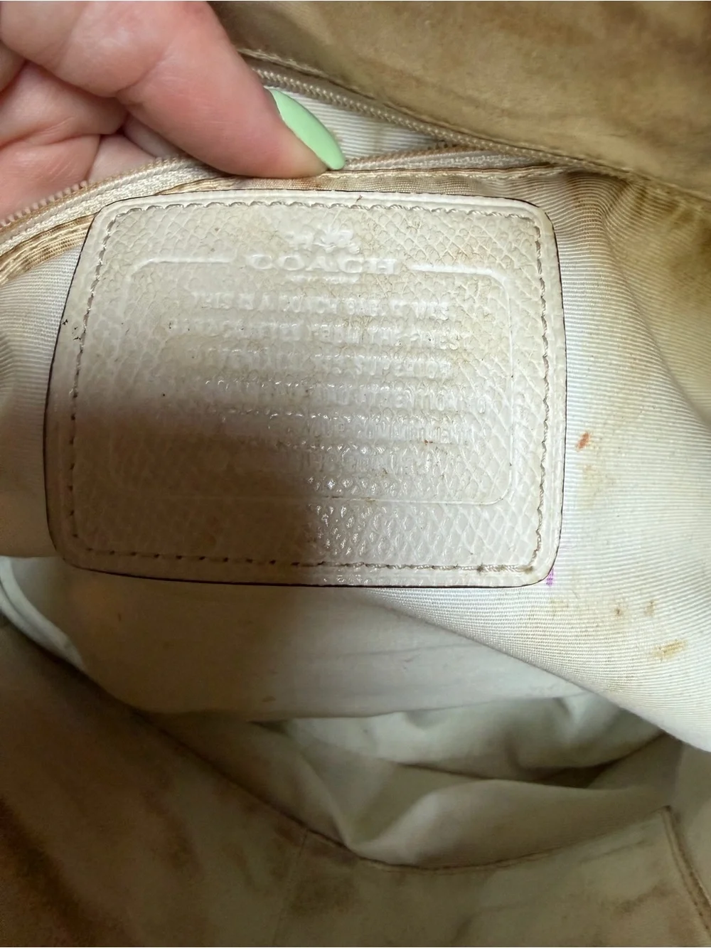 Coach Khaki and Chalk Dome Satchel with Strawberry Charm